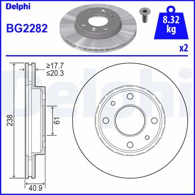 DELPHI BG2282 ON FREN AYNASI (DISKI) HAVALI R19 R21 CLIO I II KANGOO MEGANE I SYMBOL I 1,2 / 1,4 / 1,5 / 1,6 / 1,9