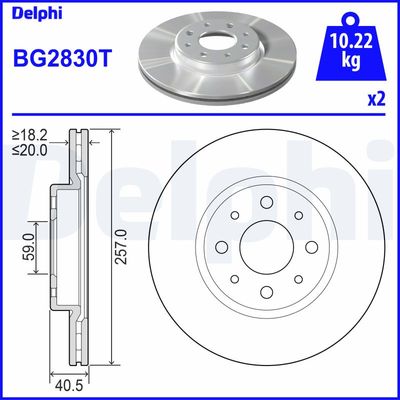 DELPHI BG2830T ON FREN DISK AYNASI DOBLO ALBEA LINEA BRAVO PANDA 1,4 / 1,3JTD STILO IDEA 1,2 16V 1,3JTD TEMPRA TIPO 2,0 I BRAVA BRAVO MAREA 1,8 1,9TD NEMO BIPPER FIORINO 1,3HDI1,3JTD (HAVA SOGUTMALI) (257,4×20×18,62)